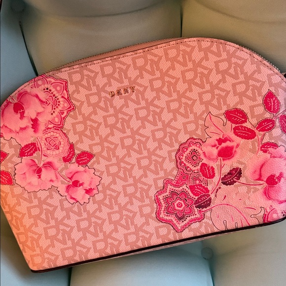 DKNY Tan & Pink Floral Crossbody Bag - Picture 3 of 9